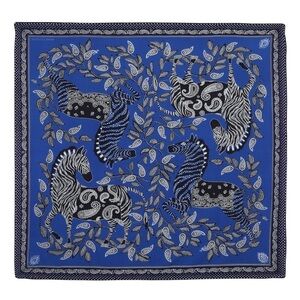 Inoui Editions Zack Zebra 100 % Silk Scarf Blue